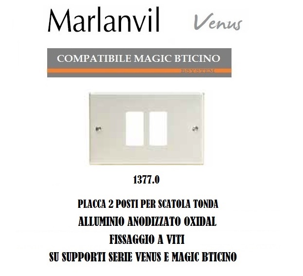 Acquista materiale elettrico e accessori online PLACCA 2P SCATOLA TONDA  ALLUMINIO COMPATIBILE BTICINO MAGIC