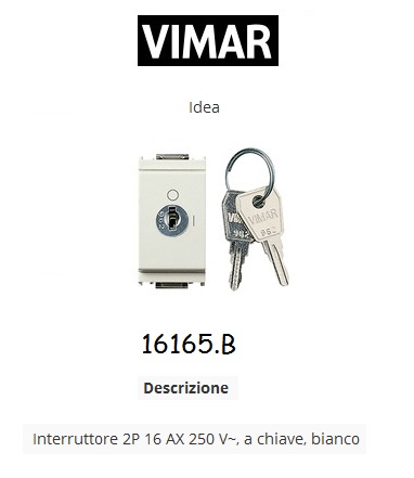 Interruttore Bipolare Bianco 2P 16AX Vimar Idea 16016.B 250V