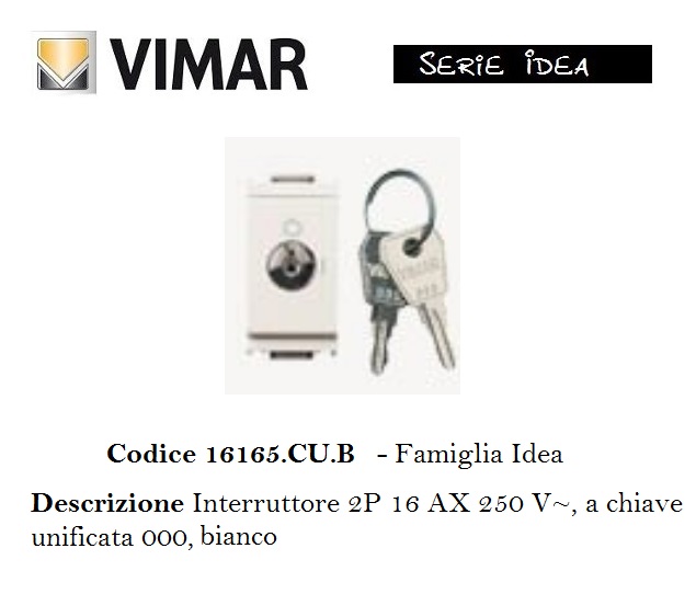 Vimar Idea, interruttore bipolare 16016