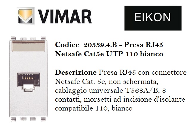 Presa RJ45 con connettore Netsafe cat5e