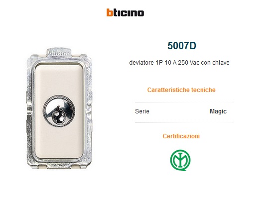 BTicino Magic deviatore 1P