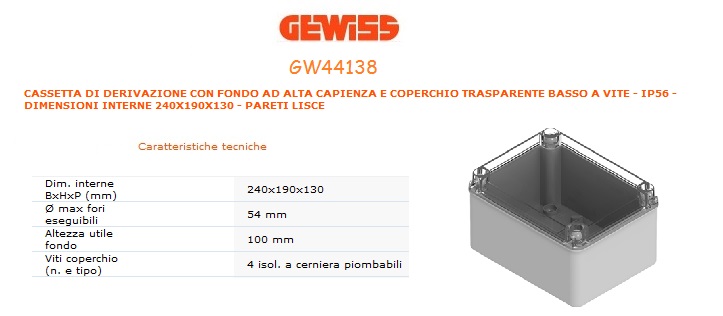 Cassetta di Derivazione Scatola IP56 con Coperchio Trasparente