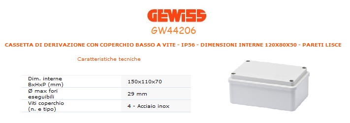 Gewiss GW44206 - cassetta derivazione 150x110x70