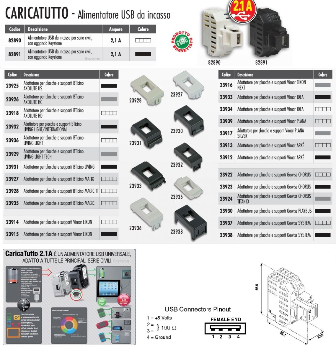 Acquista materiale elettrico e accessori online USB NERO COMP.VIMAR IDEA  NERO ALIMENTATORE PRESA IPAD IPHONE